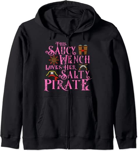 This Saucy Wench Loves Her Salty Pirate Halloween Zip Hoodie Amazon