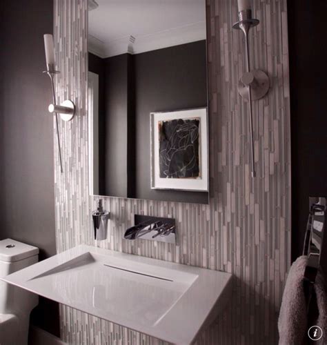 Contemporary Powder Room With Wall Sconce And Powder Room