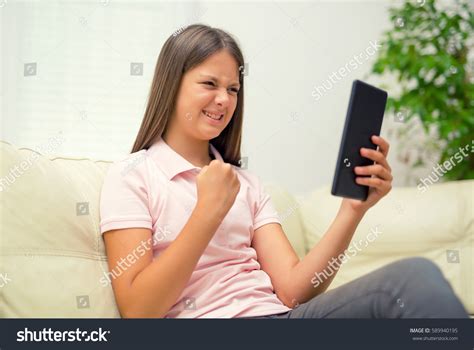 Smiling Deaf Girl Talking Using Sign Stock Photo 589940195 Shutterstock