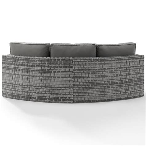 Crosley Catalina Outdoor Wicker Curved Patio Sectional Sofa In Gray