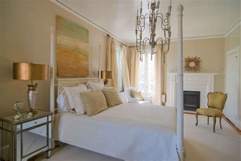 Burke décor's collection blue wallpaper features hundreds of wallpaper with gorgeous hues of blue. Modern neutral bedroom; gold accents; white bedding; gold ...