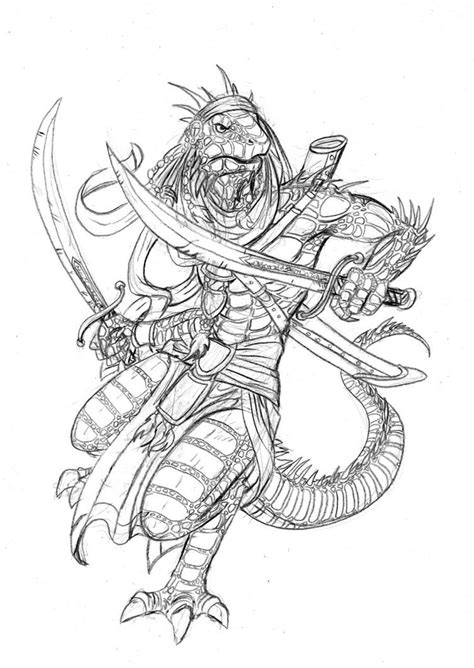 Wip Lizard Warrior By Phantagrafie Black Crayon Spirit Animal Anthro