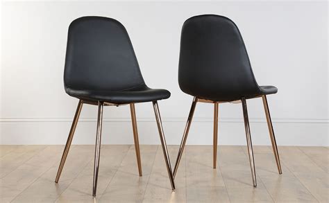 Scarsdale dining chair black leather seat metal base 80 x 55 x 46cm kitchen industrial. Brooklyn Black Leather Dining Chair Copper Leg | Furniture ...