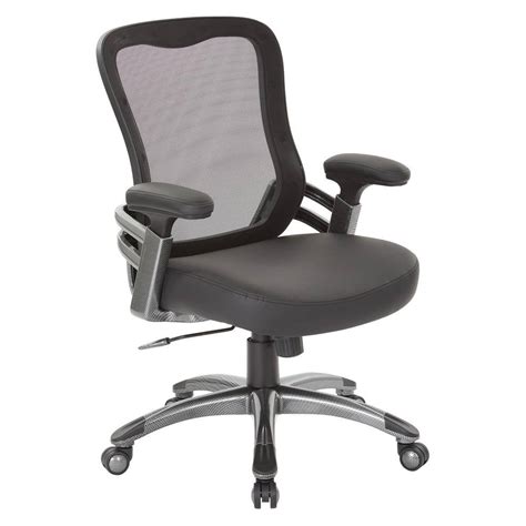 Office Star Products Black Faux Leather Managers Chair With Mesh