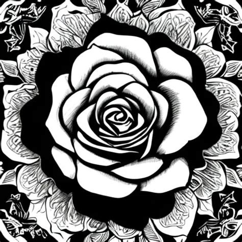 Black And White Coloring Page Image Of A Rose Openart