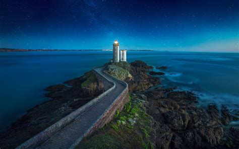 phare du petit minou lighthouse plouzane brittany france ultra hd wallpapers  desktop mobile