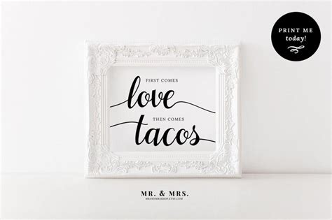 First Comes Love Then Comes Tacos Taco Bar Printable Wedding Sign Pdf