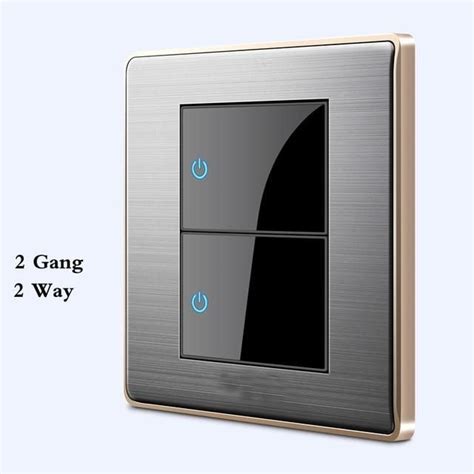 Household Wall Switch With Led Stainless Steel Mirror 2gang 2way