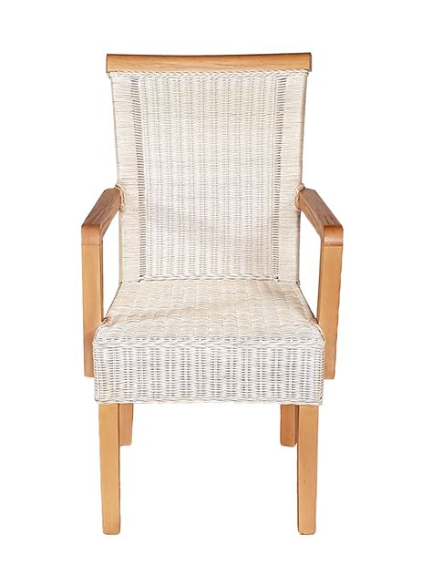 Kombinieren sie unsere stühle mit armlehne mit vorhandenem mobiliar und genießen sie die tolle wirkung. Esszimmer-Stuhl mit Armlehnen Rattanstuhl weiß Perth mit ...