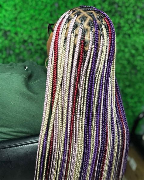 Colorful Knotless Braid In 2021 Weave Hairstyles Braided Colored