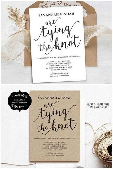 Invitations And Announcements Paper Modern Calligraphy Engagement Invites Invitation Template