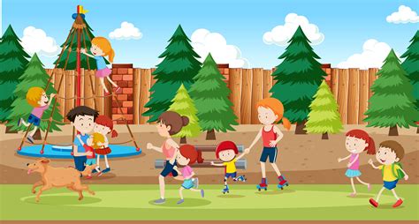 People at playground background 293413 Vector Art at Vecteezy