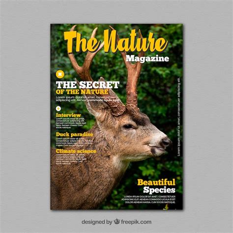 Free Vector Nature Magazine Cover Template With Photo