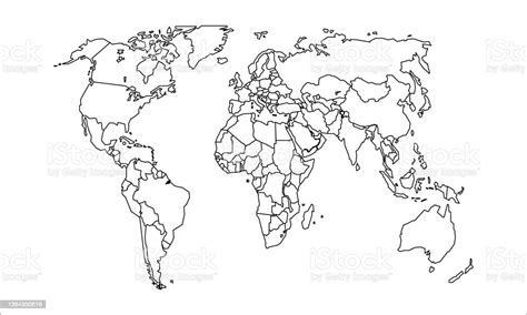 Detailed World Map With Borders Of States Isolated World Map Isolated