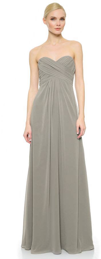 Monique Lhuillier Bridesmaids Pleated Sweetheart Gown Stunning