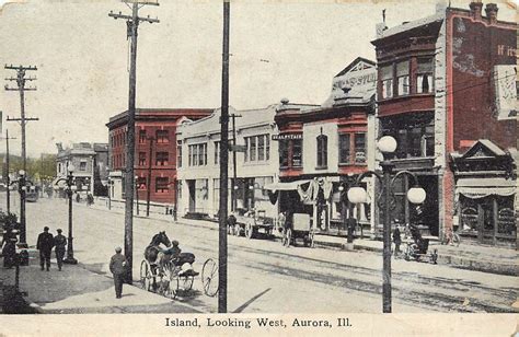 Postcard Aurora Illinois Il Island Looking West Pm 1924 United States