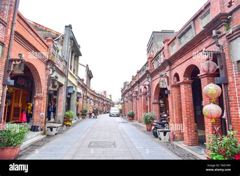 Ancient Red Brick Buildings At Sanxia Old Street In Taiwan Stock Photo