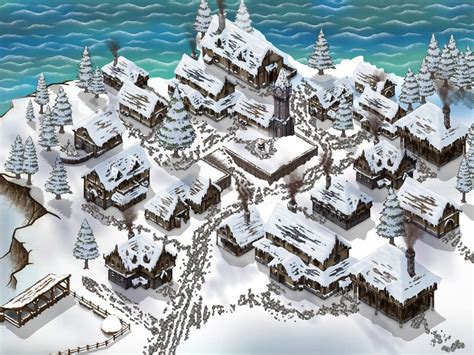 Snowy Viking Village On The Edge Of A Cliff Inspired By Fort Nite