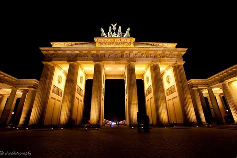 Monuments Brandenburg Gate Berlin Germany Light Monument Night