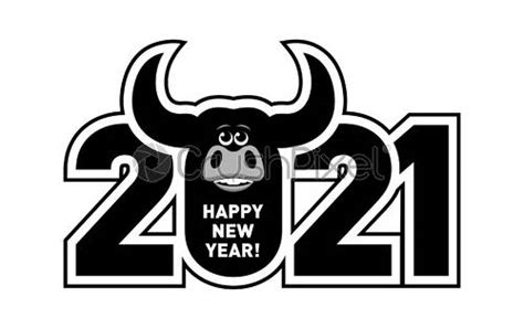 Funny Bull Isolated On A White Background 2021 Year Of Stock Vector