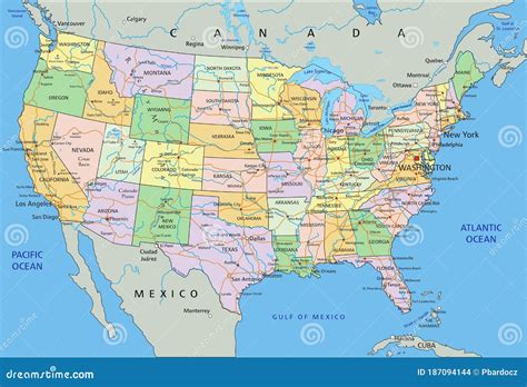 United States Of America Highly Detailed Editable Political Map With