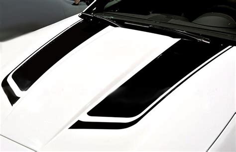 2x Wide Black Racing Car Hood Stripe Decal Auto Vinyl Bonnet Sticker