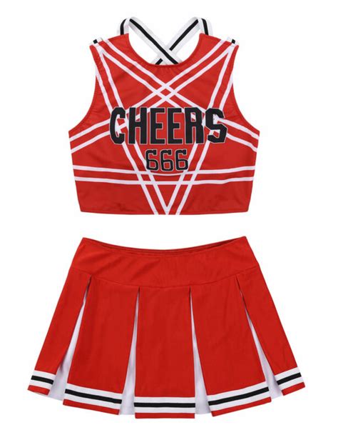 Womens Cheerleader Costume Sexy Cheer Cosplay Fancy Dress Crop Top Mini Skirt Ebay