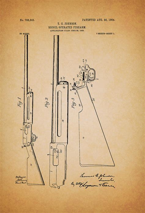 Antique Winchester Rifle Patent 1904 Drawing By Mountain Dreams Fine