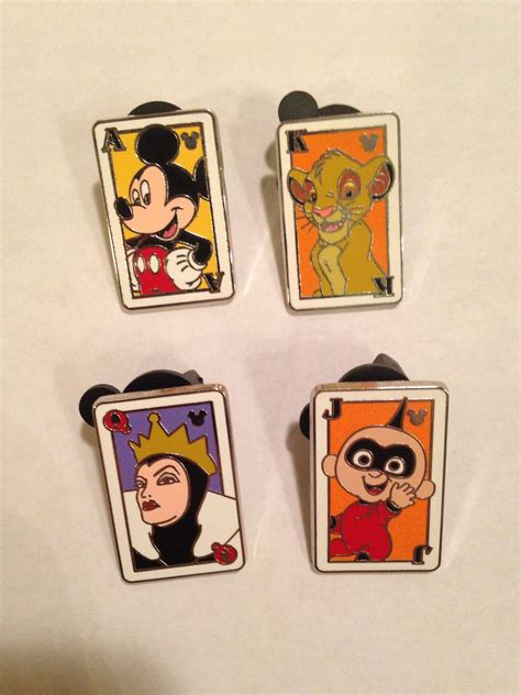 4 Playing Card Pins Of 5 Pin Set Disney Pins Sets Disney Trading