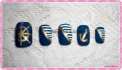 Unas decoradas con ancla paso a paso estilo marinero navy nail art youtube : Baby Pink's World - Nail Art: Uñas marineras / Navy nails