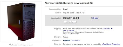 Seller Sold Out Microsoft Xbox Durango Development Kit For 20100 On