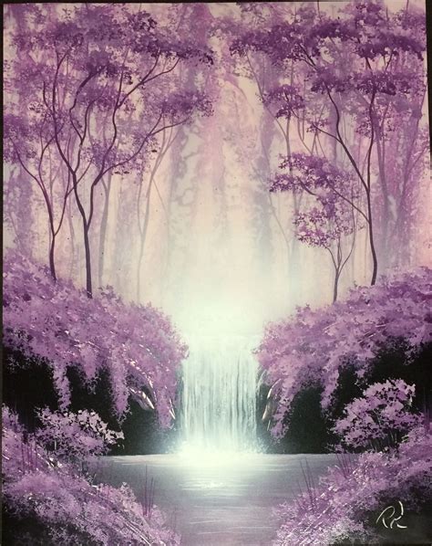 Lavender Waterfall Spray Paint Art Waterfall Paintings Purple