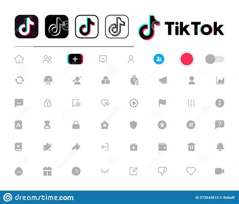 Tiktok Set Of Mobile App Interface Icons And Logos Editorial