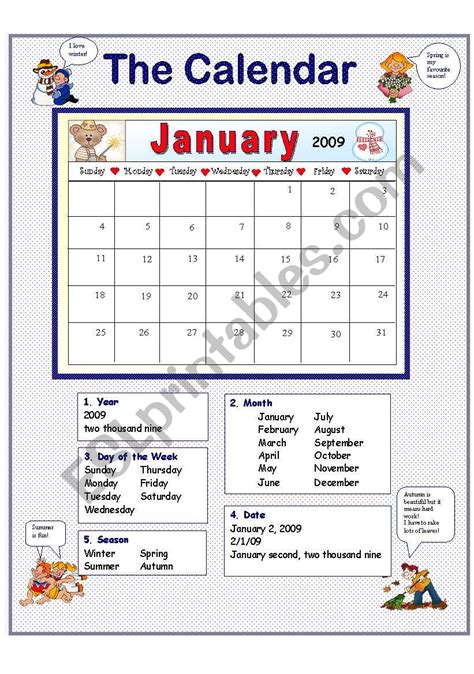 The Calendar Esl Worksheet By Anna P
