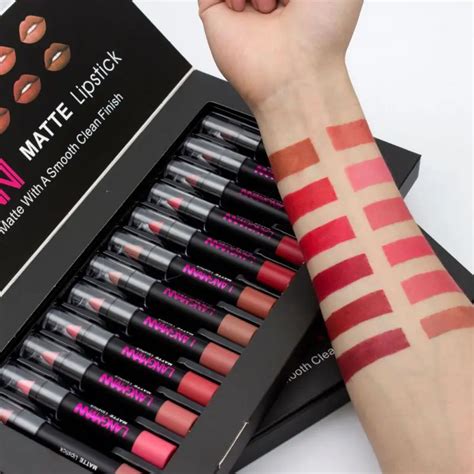 Langmanni Pcs Matte Lipstick Waterproof Nutritious Velvet Lip Stick Red Tint Nude Batom Makeup