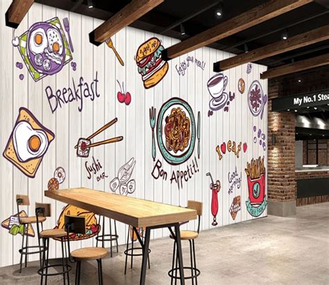 Custom Wall Mural Cafe Wall Art Kitchen Decor Wall Art Mural Cafe