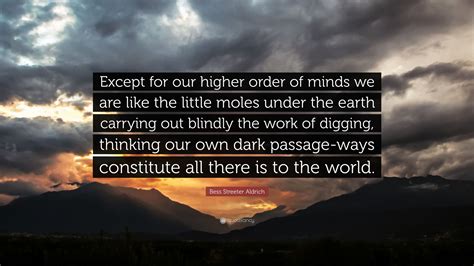 Bess Streeter Aldrich Quote “except For Our Higher Order Of Minds We