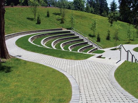 Amphitheatre Seats Grass Landscape Stairs Urban Landscape Landscape