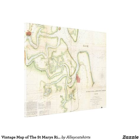 Vintage Map Of The St Marys River Flga 1857 Canvas