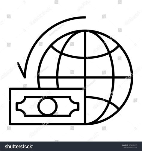 Dollar With World Globe Thin Line Icon Money And Planet Vector