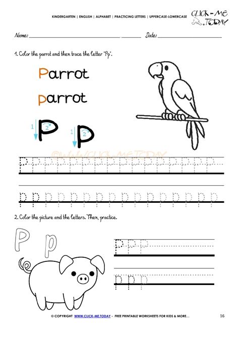 Position of n in english alphabets is, 14 ; Alphabet tracing worksheets - How to write letter P