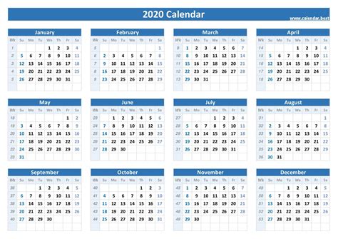 Week Numbers For 2020 List And Calendar Calendarbest