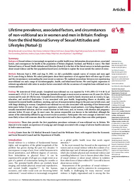 Pdf Lifetime Prevalence Associated Factors And Circumstances Of Non
