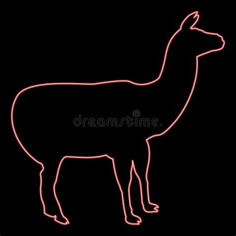 Neon Alpaca Llama Lama Guanaco Red Color Vector Illustration Image Flat