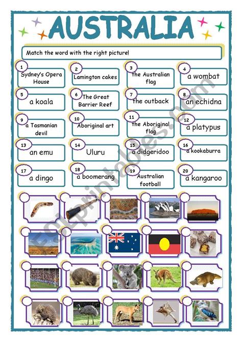 Learn About Australia Worksheet Australia English Esl Worksheets For