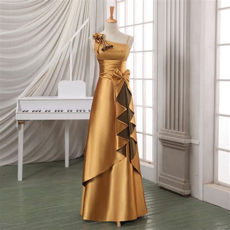 Luxury Gold Long Formal Evening Dresslong Satin Evening Dressdesigned