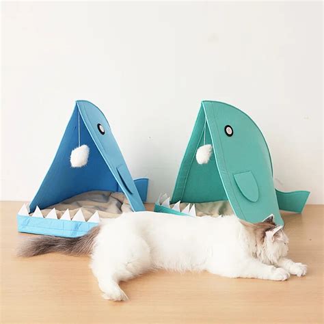 406040 Cm Felt Winter Warm Funny Shark Pet Cats Bed Bite Resistance