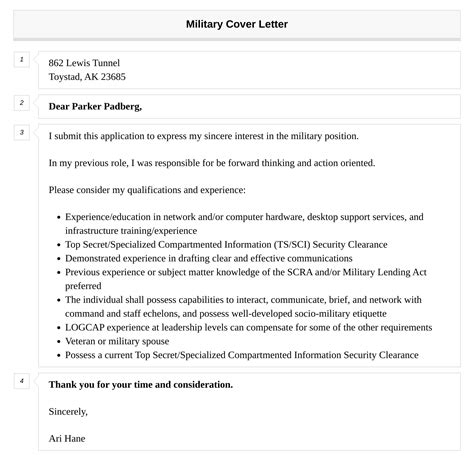 Military Cover Letter Velvet Jobs