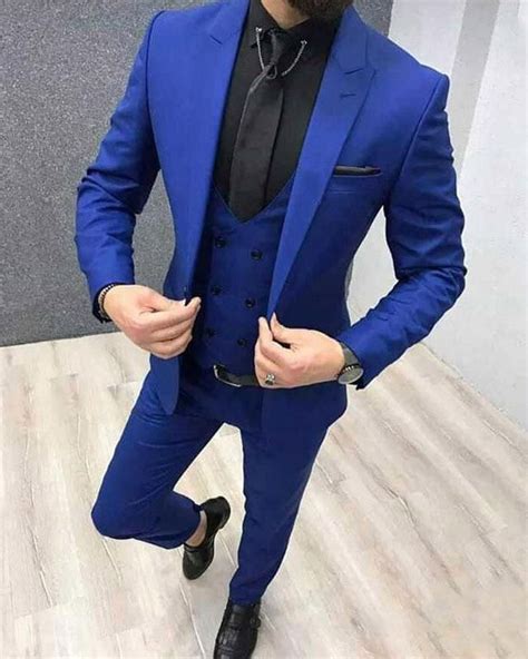 Royal Blue Men Tuxedo 3 Pieces Blazer Cb3321 Linen Wedding Suit