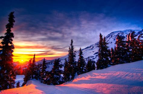Winter Mountain Sunset Wallpapers Top Free Winter Mountain Sunset
